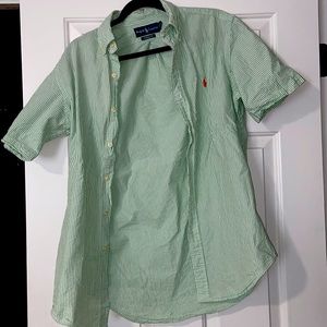 Size S- green and white stripe Ralph Lauren polo